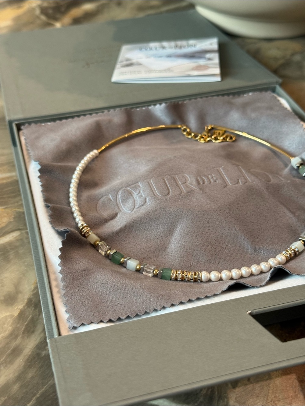 NEW✨ COEUR DE LION Precious Fusion Offset Necklace Gold Green Swarovski - Picture 4 of 8